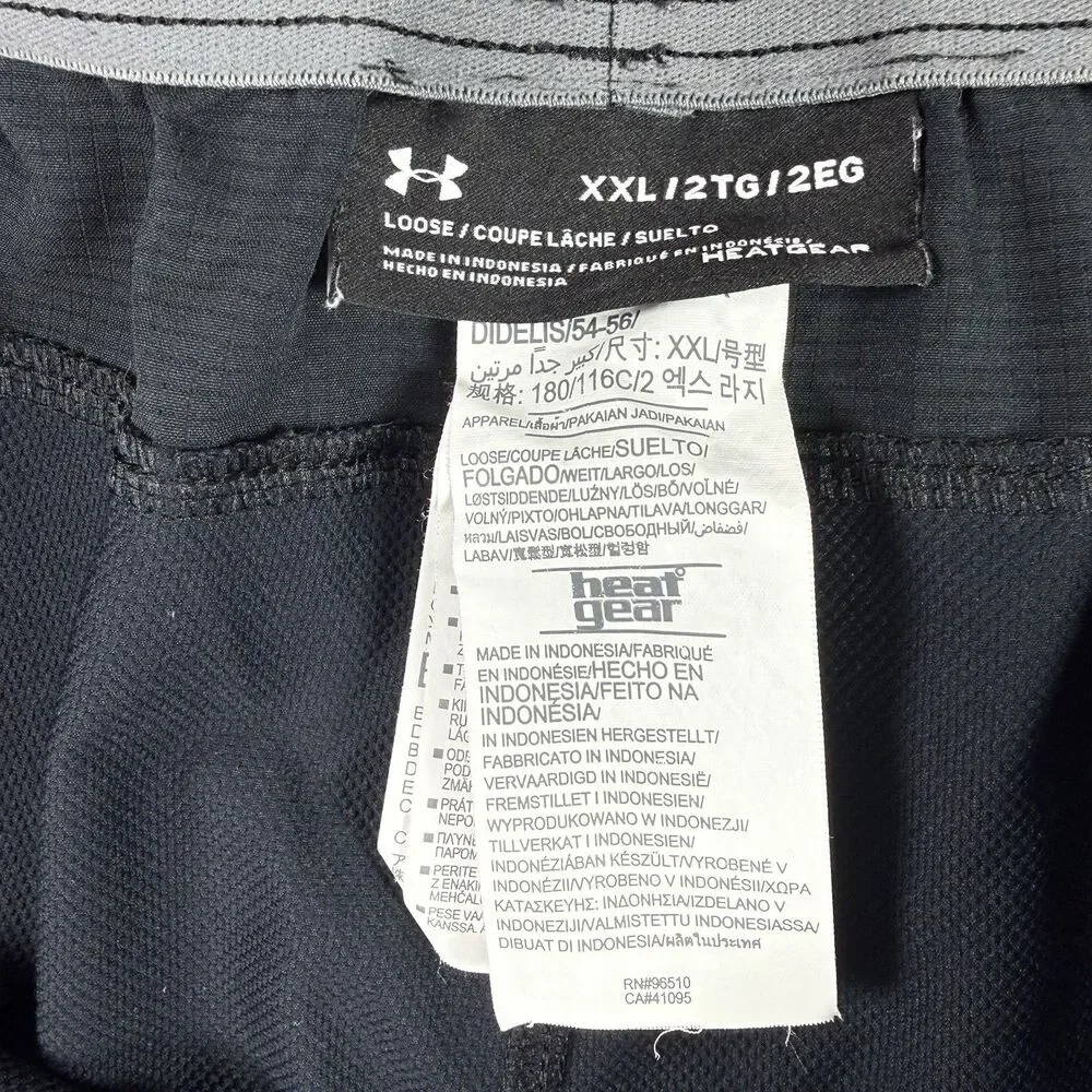 Under Armour Men's Athletic Shorts Black/Gray Size XXL Drawstring Elastic Waist